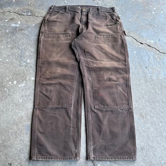Vintage carhartt faded brown double knee work wear carpenter pants - Picture 1 of 8